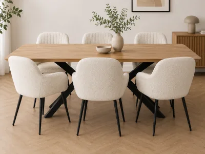 Luxe eetkamerstoelen in bouclé  Sand (2 stuks)