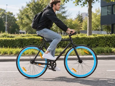 Stadsfiets Zwart en Blauw 55 CM B keuze