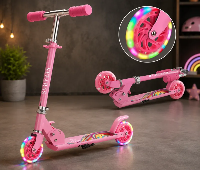 Sefaras Kinderstep - Kick Step - Step voor kinderen - LED Wielen - Jongens/Meisjes - Roze