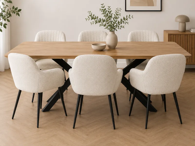 Luxe eetkamerstoelen in bouclé  Sand (2 stuks) — foto 1