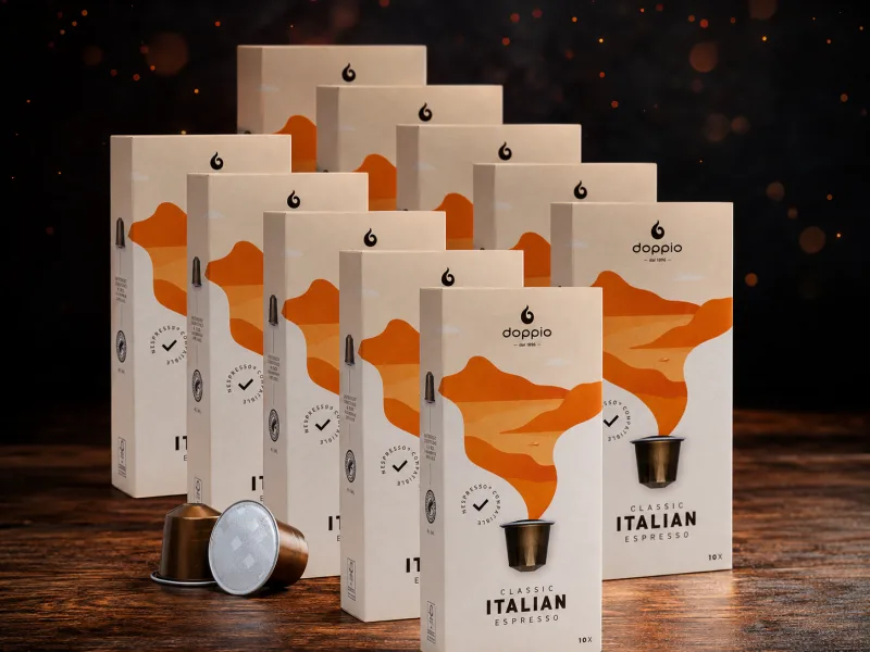 Koffiecups - Espresso - nespresso compitabel - Doppio Espresso Classic Italian - 100% Arabica- 100 stuks