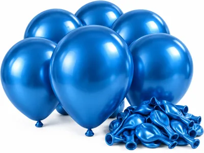 25 blauwe metallic ballonnen.