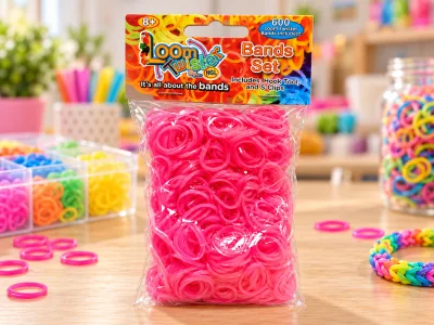 3 sets Loombandjes Loom Twister neon roze 3 x 600 bandjes inclusief haakjes en tools