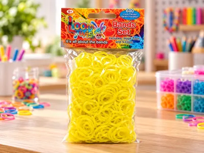 3 setsLoombandjes Loom Twister Neon geel 3 x 600 bandjes inclusief haakjes en tool
