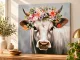 Canvas schilderij - 80x80cm - Horns Of Bloom (koe) - miniatuur 1