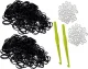 Zwarte loombandjes - 1200 elastiekjes met weefhaken en S-clips - miniatuur 2