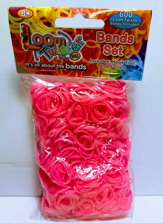 3 sets Loombandjes Loom Twister neon roze 3 x 600 bandjes inclusief haakjes en tools - foto 2