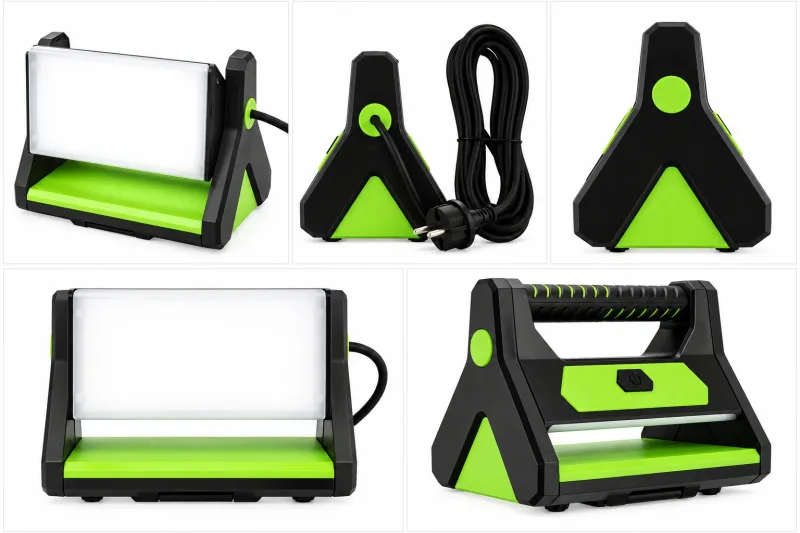 Werklamp LEd – 20W – 1600 Lumen – 5500K – IP44 – 5m Kabel – Zwart/Groen REV Ritter Y Light met gratis klem! - foto 2