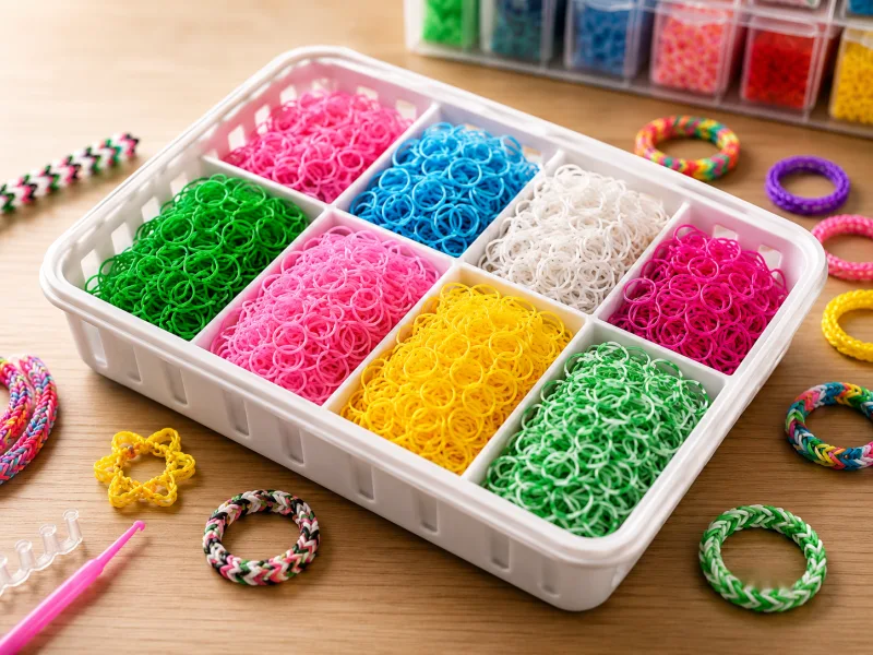 Loombandjes kleurenmix (3.600 stuks) 6 zakjes met 600 elastiekjes. Inclusief weefhaak & S-clips S-clips