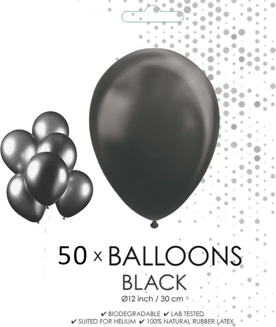 50 ballonnen zwart 12 inch. - foto 3