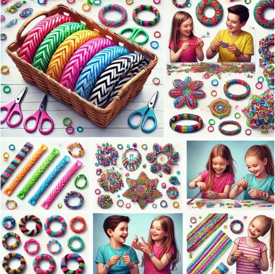 Loombandjes gestreept – Kleurenmix – 1.200 elastiekjes – Met 2 weefhaken & S-clips - foto 3